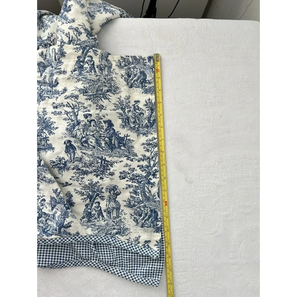 One Waverly Blue Toile & Gingham Double Valance 54